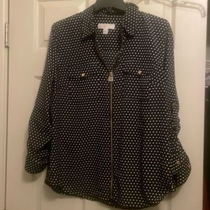 Women’s Michael Kors zipper blouse polka dot sz XL